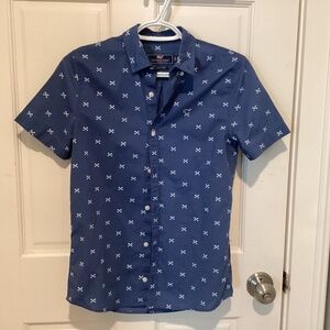 Vineyard Vines "Whale" Shirt Boys Medium Navy Short Sleeve